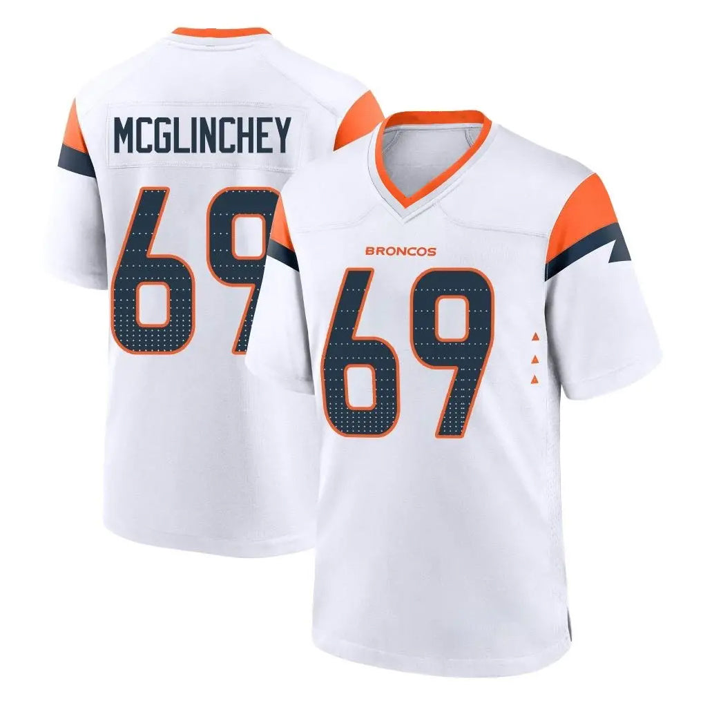 Parkc D.Broncos #69 Mike McGlinchey Player White Home Game Stitched Jerseys