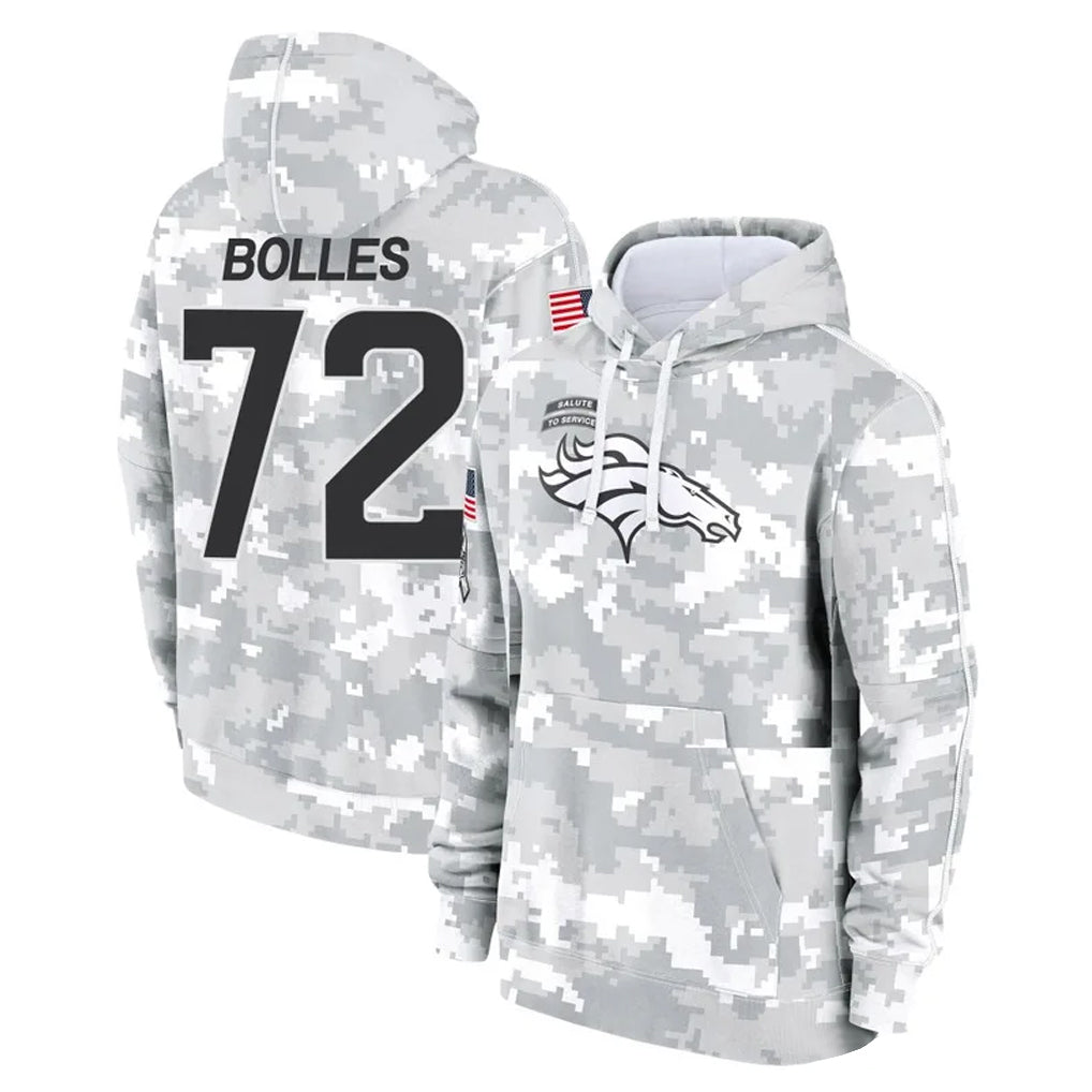 Parkc D.Broncos #72 Garett Bolles Player Arctic Camo Salute to Service Hoodies Limited Game Stitched Jerseys