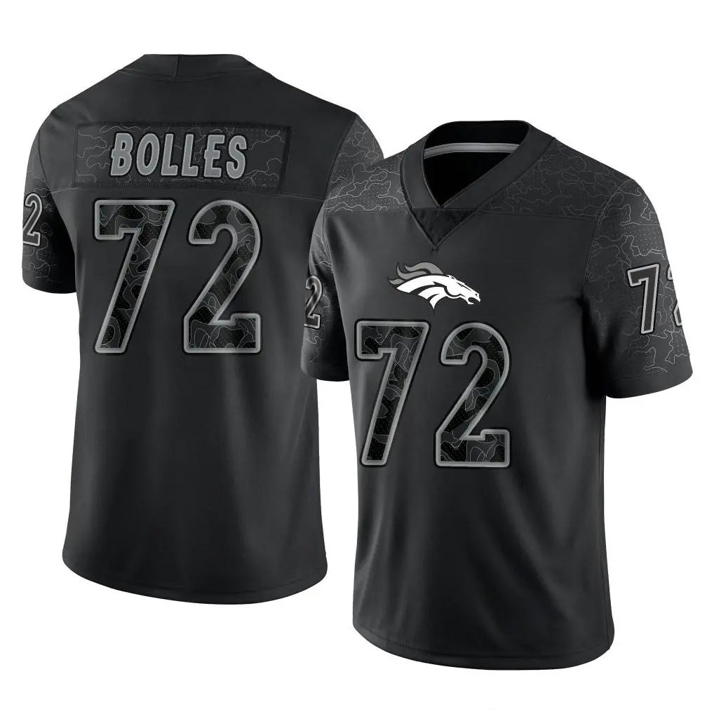 Parkc D.Broncos #72 Garett Bolles Player Black Reflective Limited Stitched Jerseys