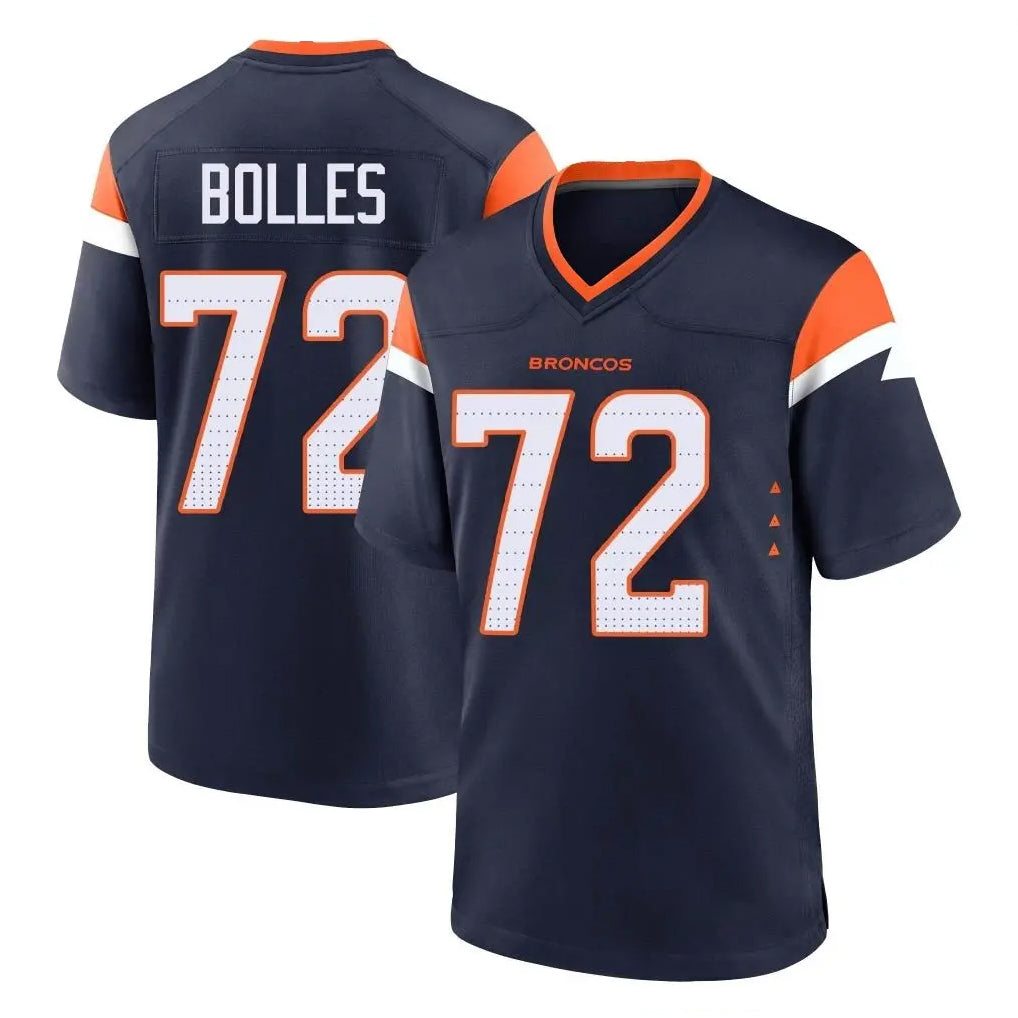 Parkc D.Broncos #72 Garett Bolles Player Navy Home Game Stitched Jerseys