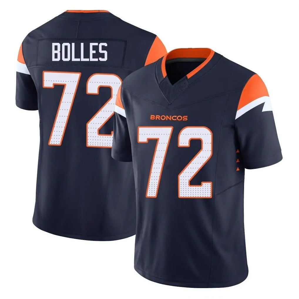 Parkc D.Broncos #72 Garett Bolles Player Navy Limited Vapor F.U.S.E. Home Game Stitched Jerseys