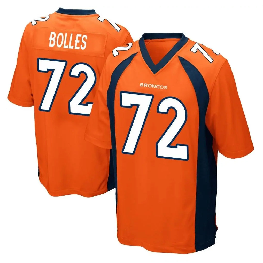 Parkc D.Broncos #72 Garett Bolles Player Orange Color Home Game Stitched Jerseys