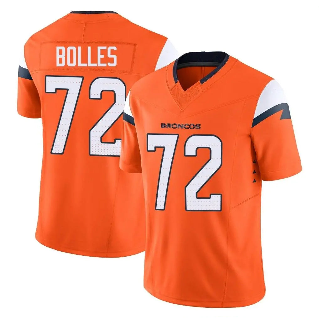 Parkc D.Broncos #72 Garett Bolles Player Orange Vapor F.U.S.E. Limited Home Game Stitched Jerseys