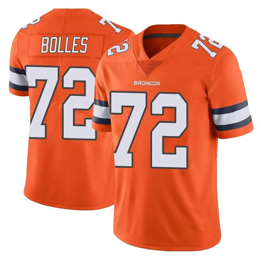 Parkc D.Broncos #72 Garett Bolles Player Orange Vapor Untouchable Limited Home Game Stitched Jerseys