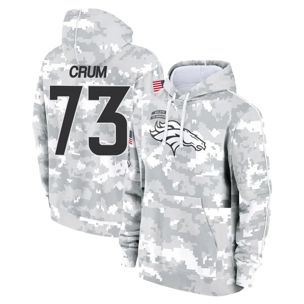 Parkc D.Broncos #73 Frank Crum Player Arctic Camo Salute to Service Hoodies Limited Game Stitched Jerseys