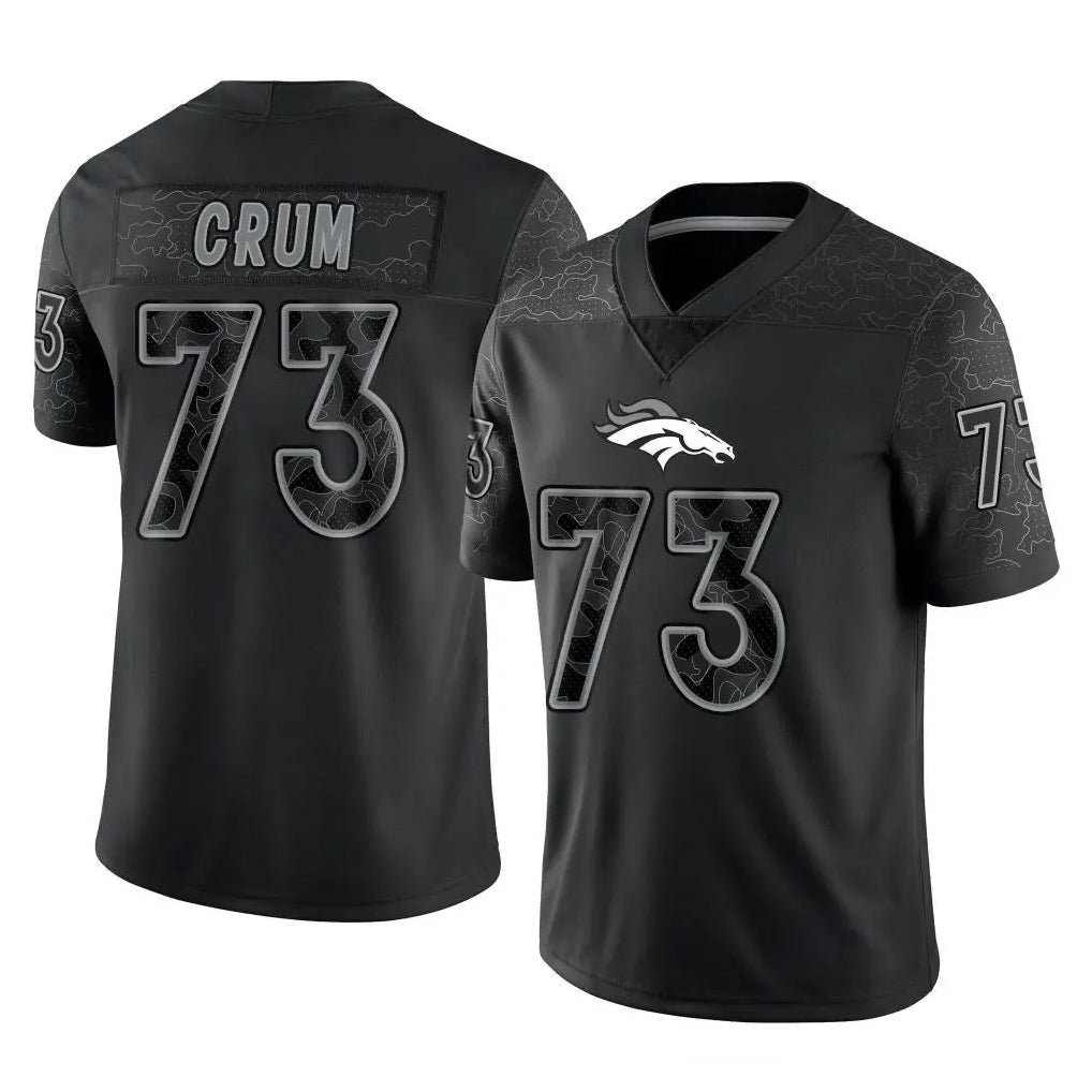 Parkc D.Broncos #73 Frank Crum Player Black Reflective Limited Stitched Jerseys
