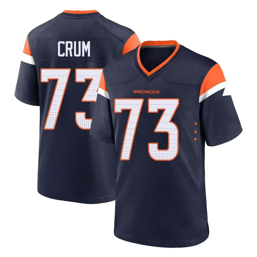 Parkc D.Broncos #73 Frank Crum Player Navy Home Game Stitched Jerseys