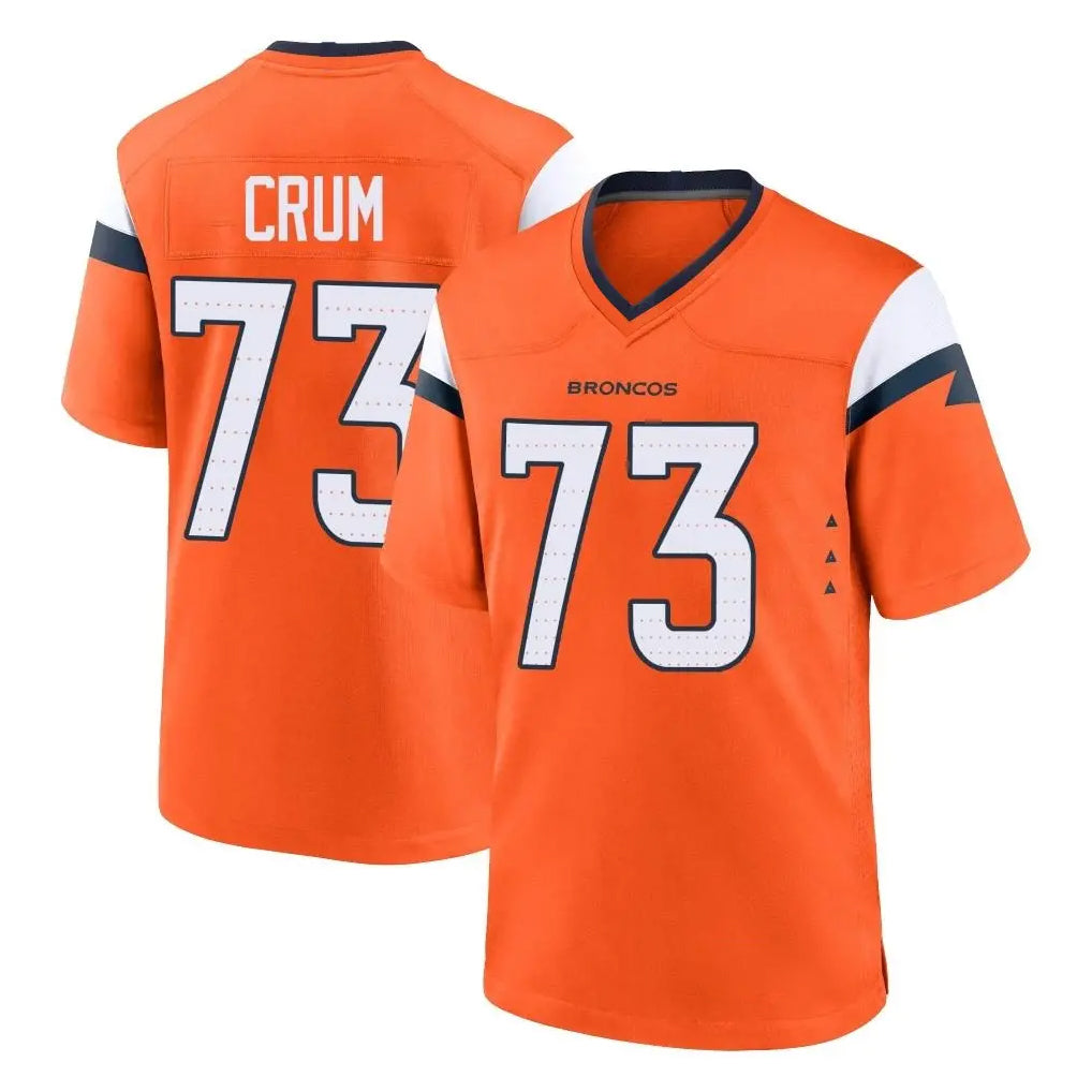 Parkc D.Broncos #73 Frank Crum Player Orange Home Game Stitched Jerseys