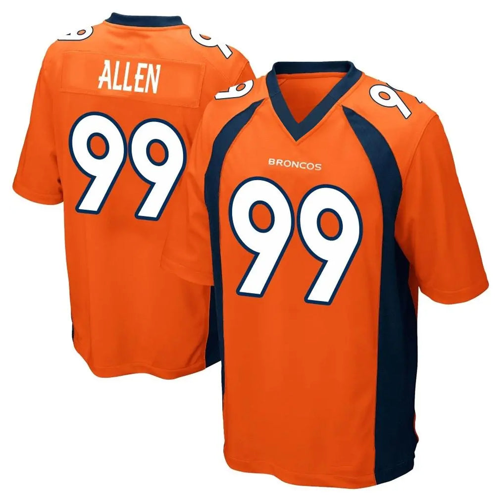 Parkc D.Broncos #99 Zach Allen Player Orange Color Home Game Stitched Jerseys