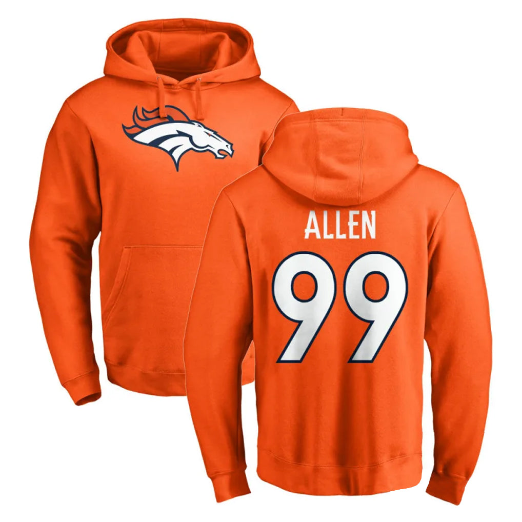 Parkc D.Broncos #99 Zach Allen Player Orange Pullover Hoodie Limited Stitched Jerseys