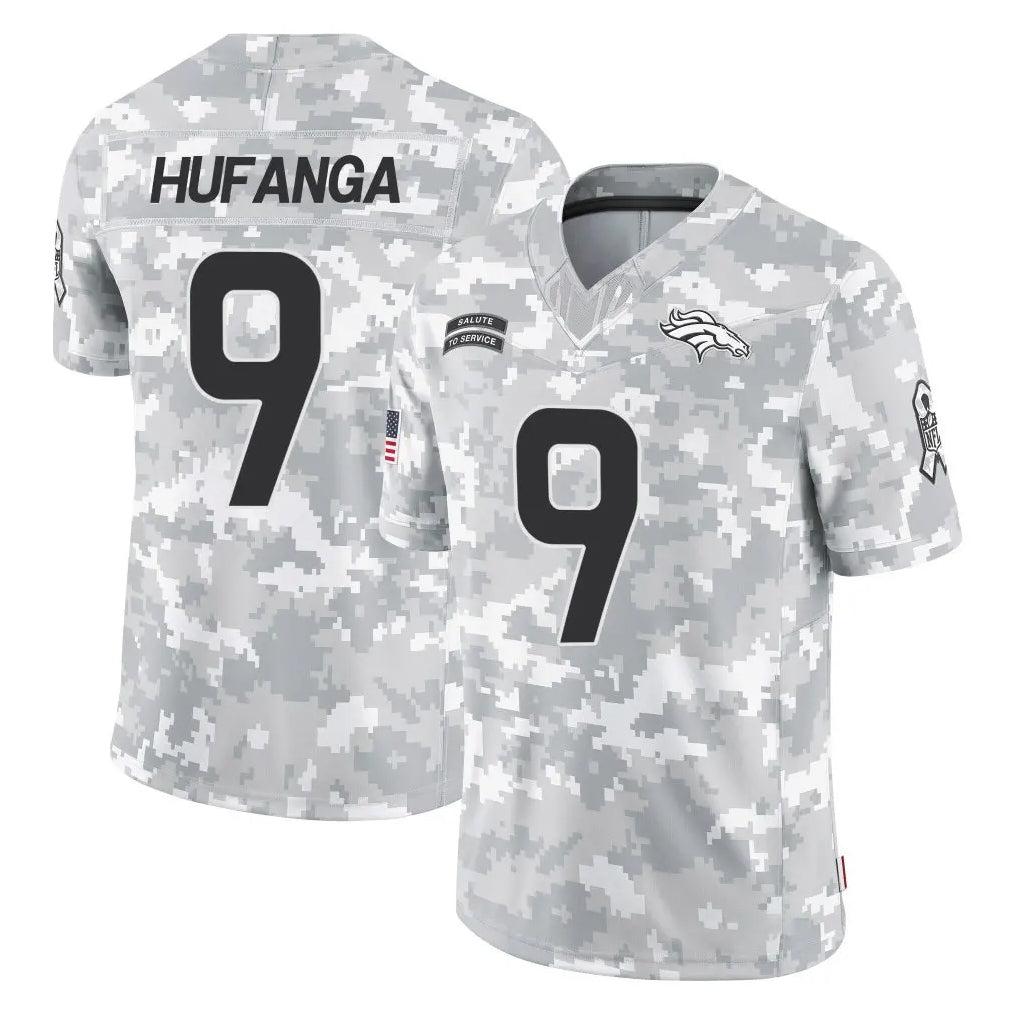 Parkc D.Broncos #9 Talanoa Hufanga Player Arctic Camo Salute To Service Limited Stitched Jerseys