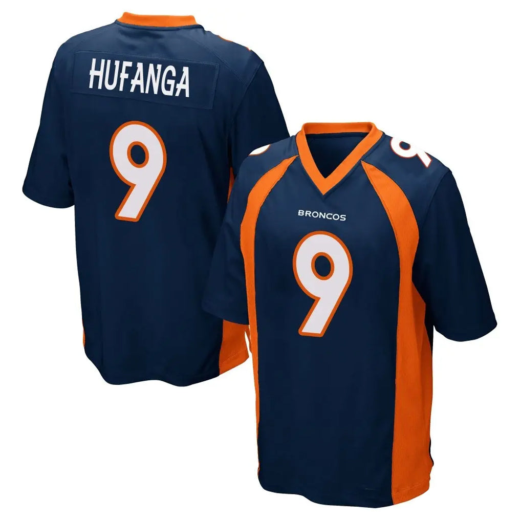 Parkc D.Broncos #9 Talanoa Hufanga Player Navy Game Stitched Jerseys