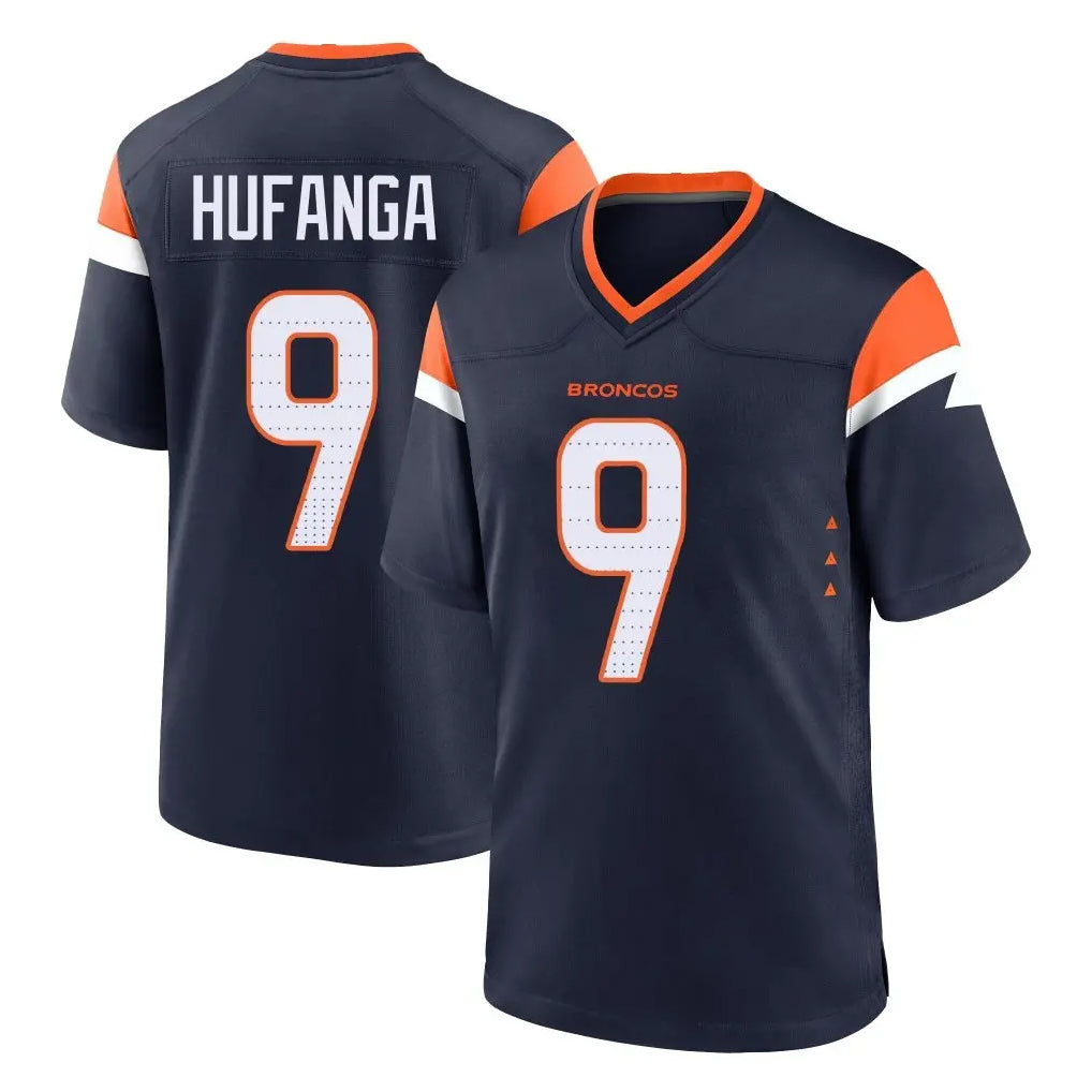 Parkc D.Broncos #9 Talanoa Hufanga Player Navy Home Game Stitched Jerseys