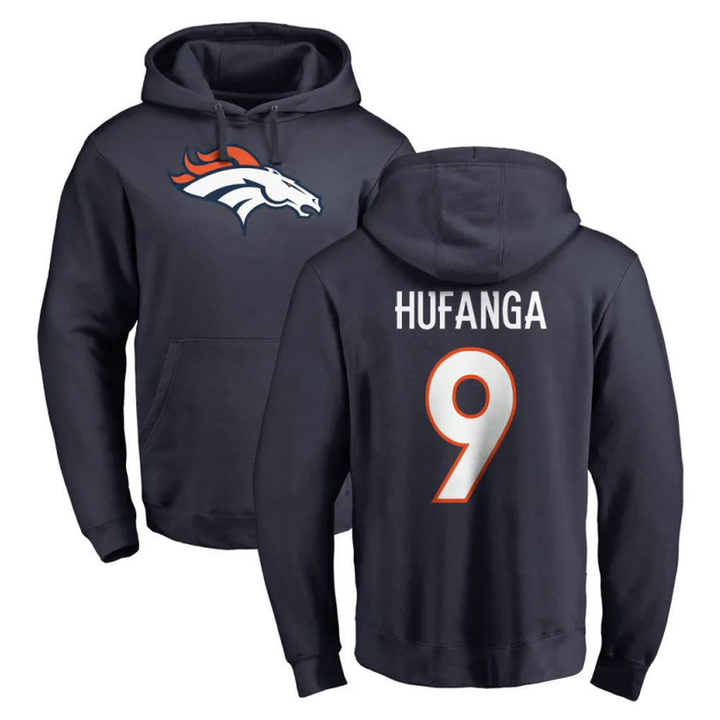 Parkc D.Broncos #9 Talanoa Hufanga Player Navy Pullover Hoodie Limited Stitched Jerseys