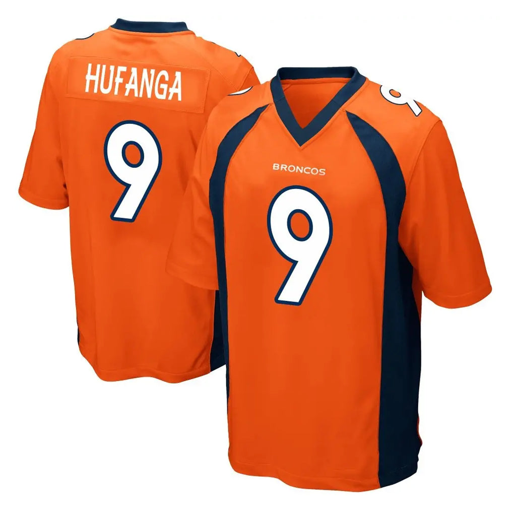 Parkc D.Broncos #9 Talanoa Hufanga Player Orange Color Home Game Stitched Jerseys