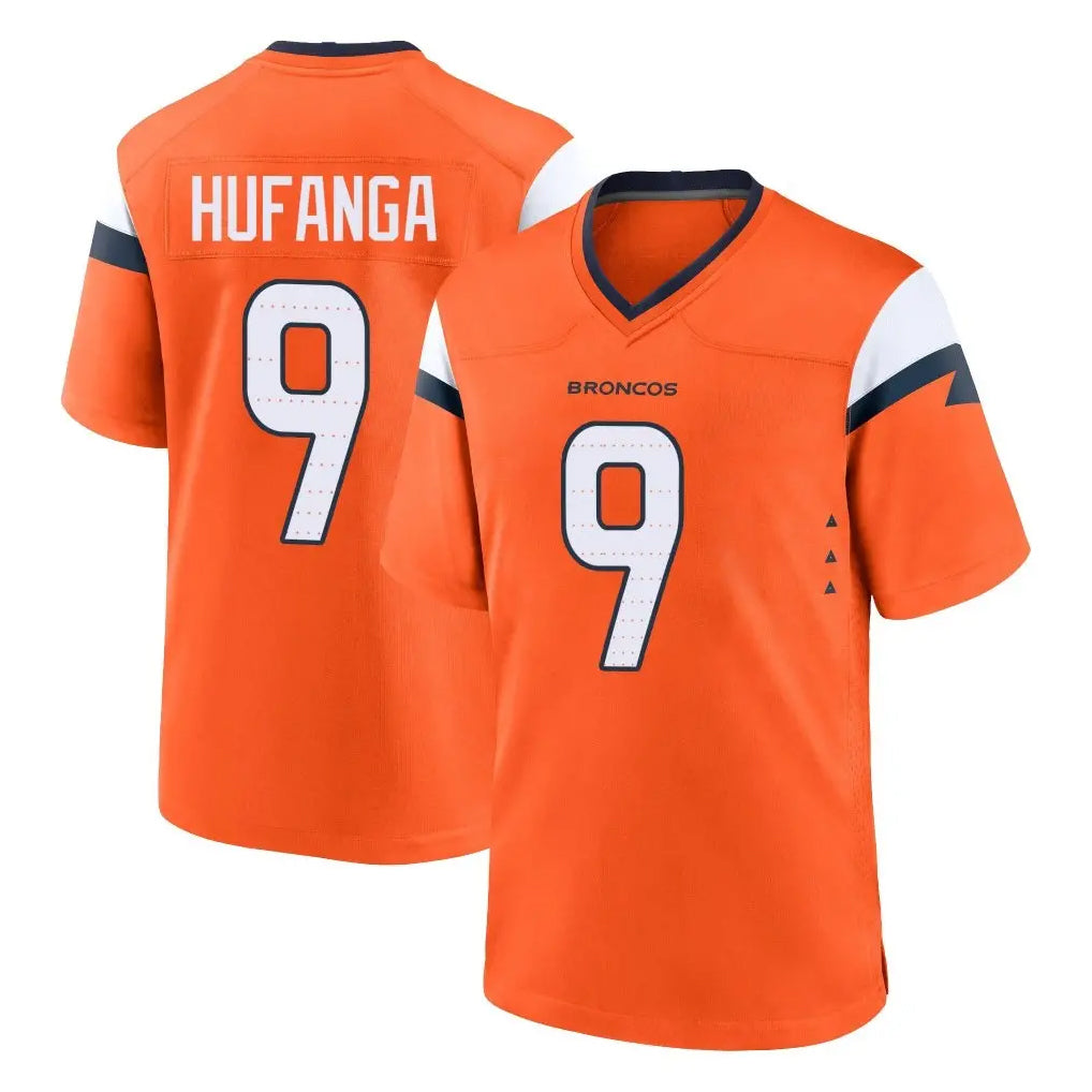 Parkc D.Broncos #9 Talanoa Hufanga Player Orange Home Game Stitched Jerseys
