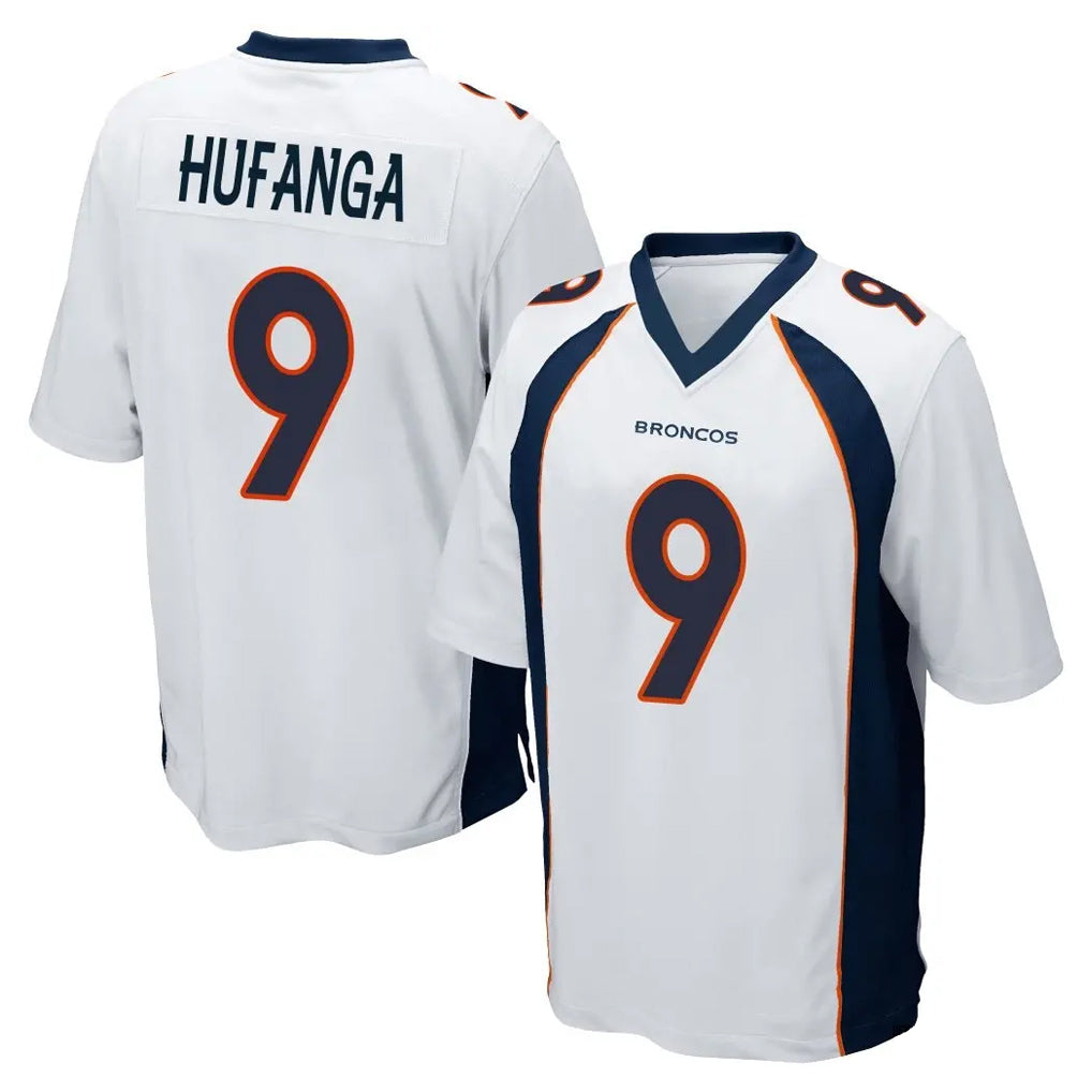 Parkc D.Broncos #9 Talanoa Hufanga Player White Game Stitched Jerseys