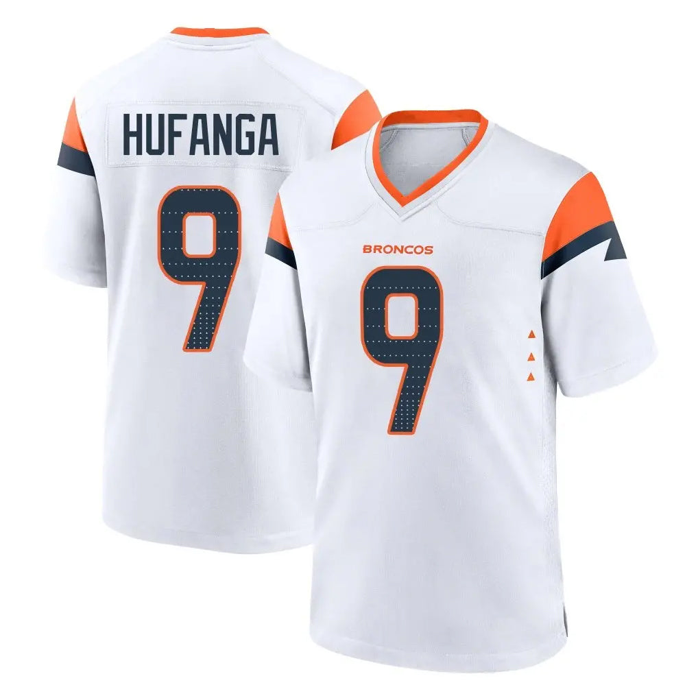 Parkc D.Broncos #9 Talanoa Hufanga Player White Home Game Stitched Jerseys
