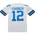 Parkc D.Cowboys 1975 #12 Roger Staubach Mitchell & Ness White Authentic Throwback Retired Player Stitched Puhic  Jersey