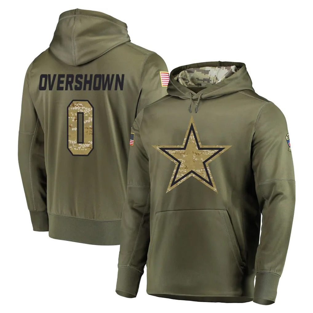 Parkc D.Cowboys #0 DeMarvion Overshown Player Olive Salute to Service Pullover Hoodies Home Game Stitched Jerseys
