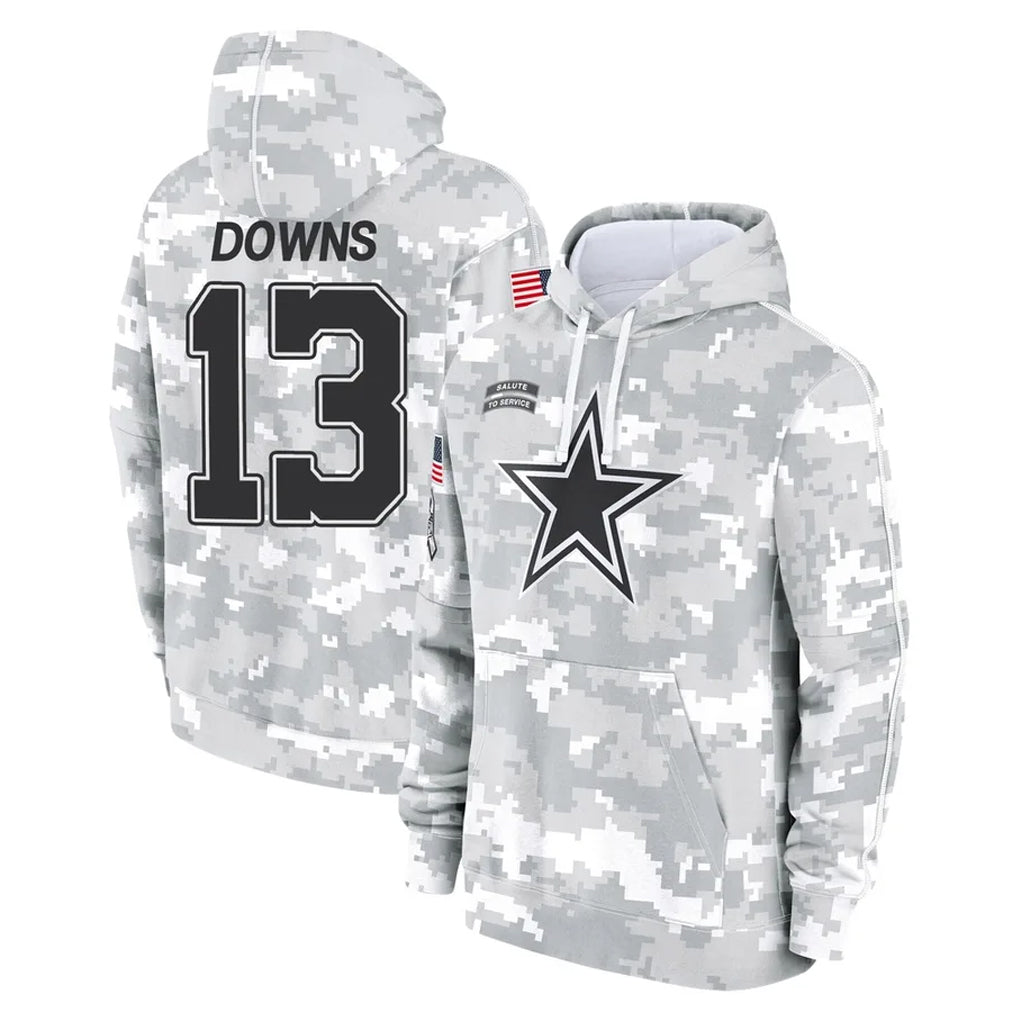 Parkc D.Cowboys #13 Caleb Downs Player Arctic Camo Salute to Service Hoodies Limited Game Stitched Jerseys