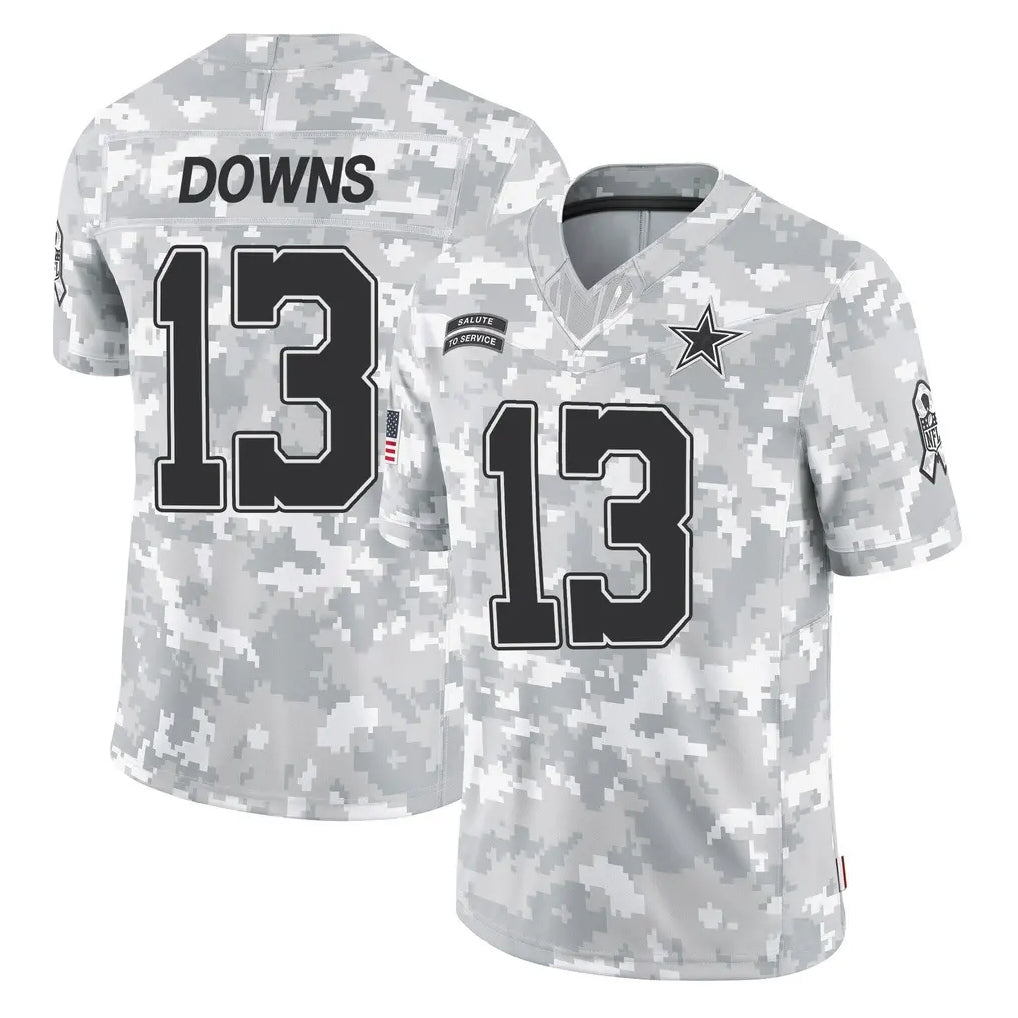 Parkc D.Cowboys #13 Caleb Downs Player Arctic Camo Salute to Service Limited Home Game Stitched Jerseys