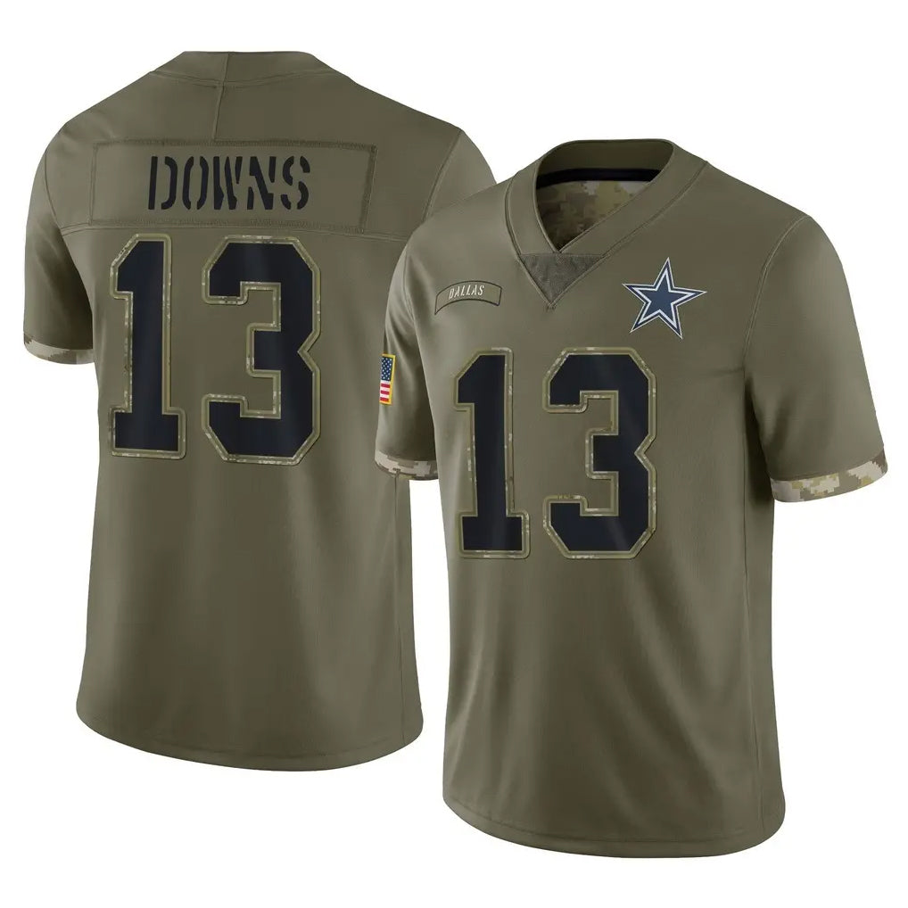 Parkc D.Cowboys #13 Caleb Downs Player Olive Salute to Service Limited Game Stitched Jerseys