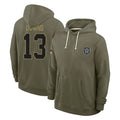 Parkc D.Cowboys #13 Caleb Downs Player Olive Salute to Service Pullover Hoodies Limited Stitched Jerseys