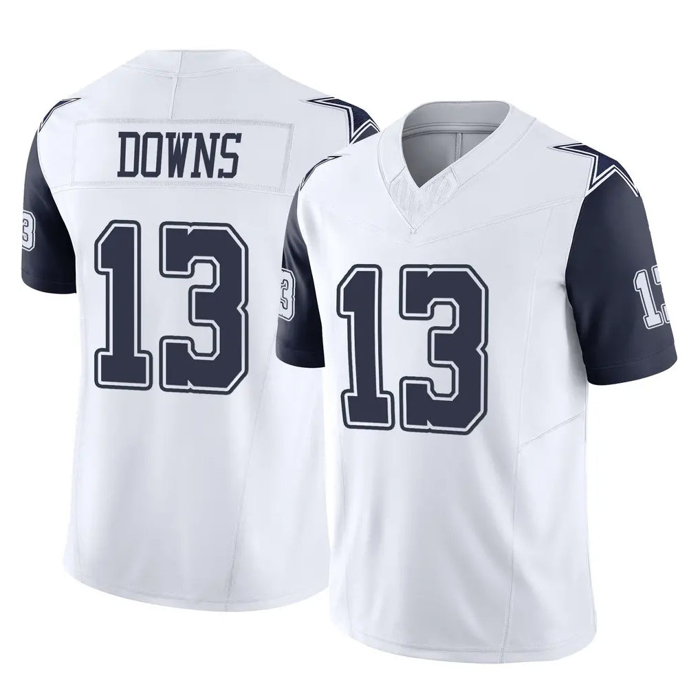 Parkc D.Cowboys #13 Caleb Downs Player White-Navy Limited Vapor F.U.S.E. Home Game Stitched Jerseys
