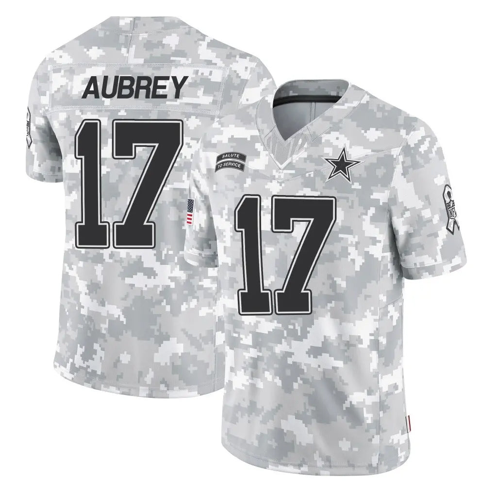 Parkc D.Cowboys #17 Brandon Aubrey Player Arctic Camo Salute to Service Limited Home Game Stitched Jerseys