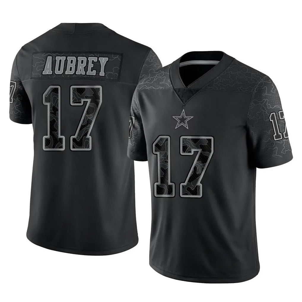 Parkc D.Cowboys #17 Brandon Aubrey Player Black Limited Reflective Home Game Stitched Jerseys