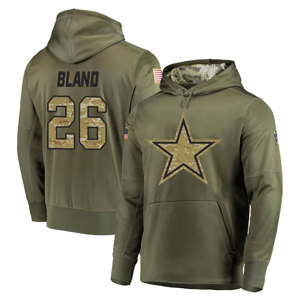 Parkc D.Cowboys #26 DaRon Bland Player Olive Salute to Service Pullover Hoodies Home Game Stitched Jerseys