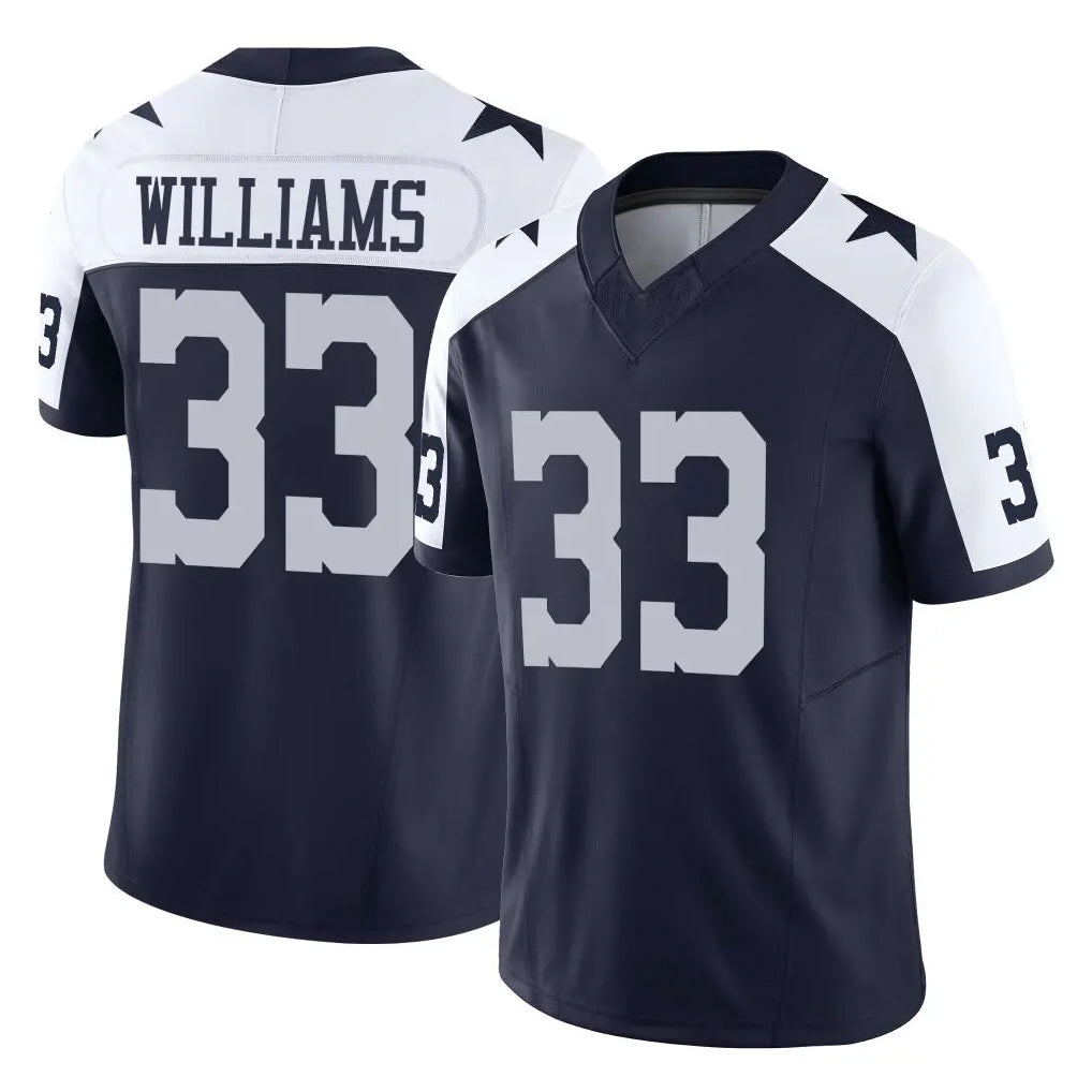 Parkc D.Cowboys #33 Javonte Williams Player Navy-White Limited Alternate Vapor F.U.S.E. Home Game Stitched Jerseys