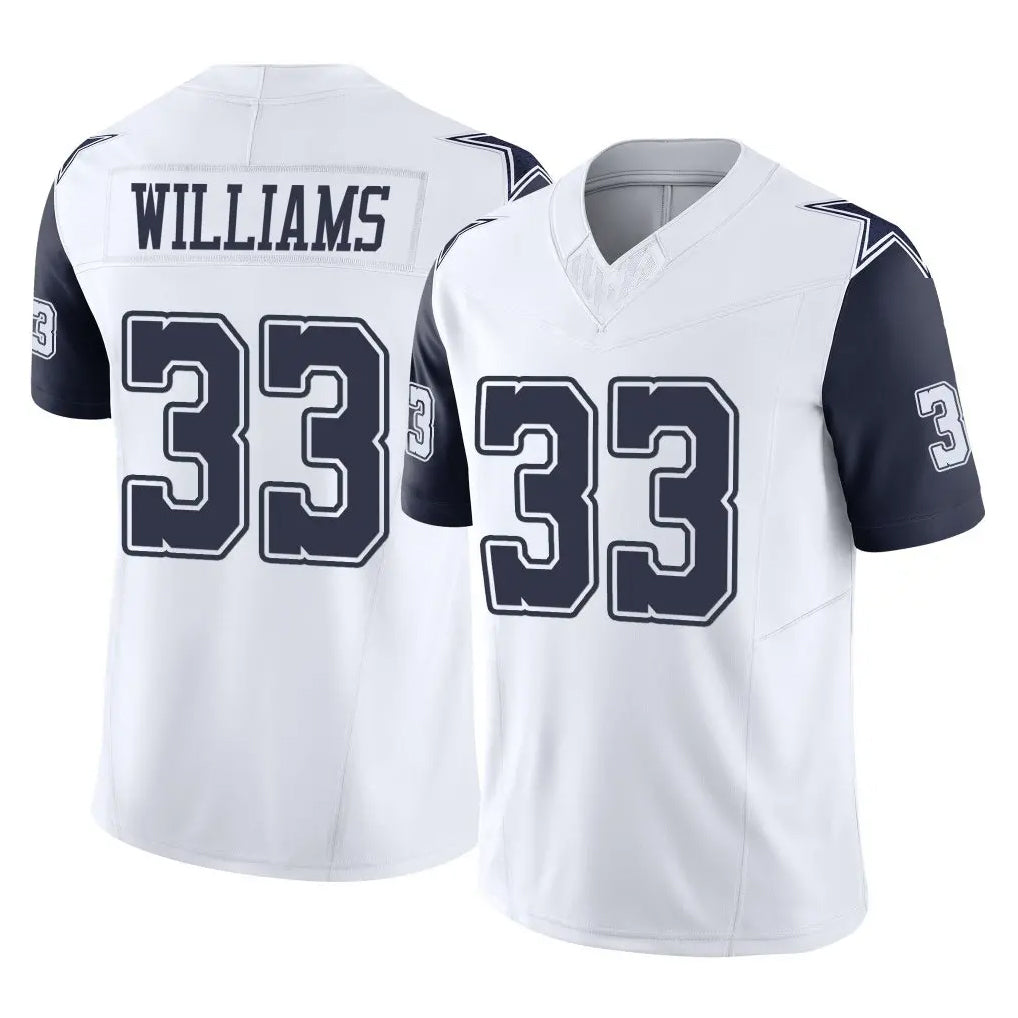 Parkc D.Cowboys #33 Javonte Williams Player White-Navy Limited Vapor F.U.S.E. Home Game Stitched Jerseys