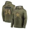 Parkc D.Cowboys #34 Jalen Thompson Player Olive Salute to Service Pullover Hoodies Home Game Stitched Jerseys