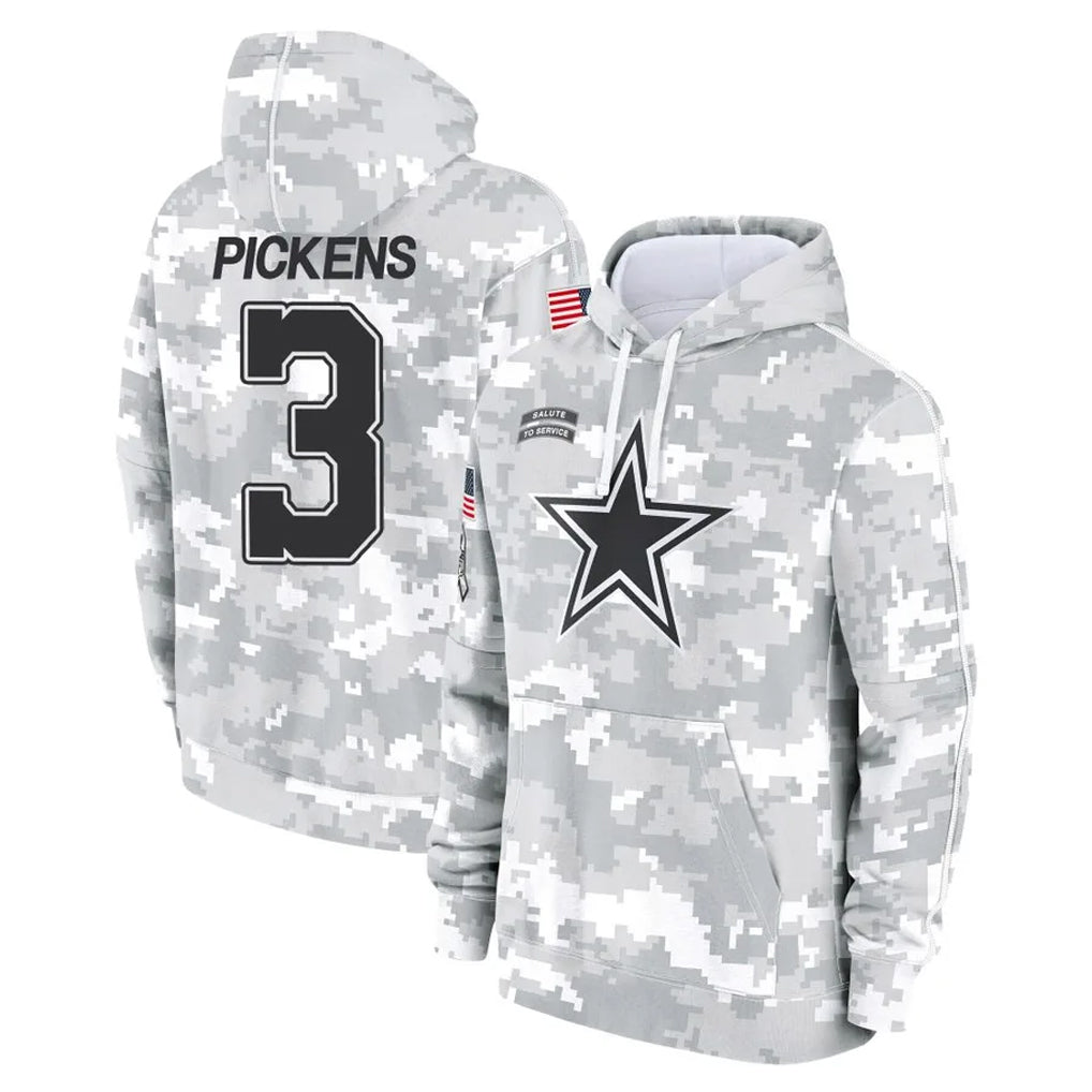 Parkc D.Cowboys #3 George Pickens Player Arctic Camo Salute to Service Hoodies Limited Game Stitched Jerseys