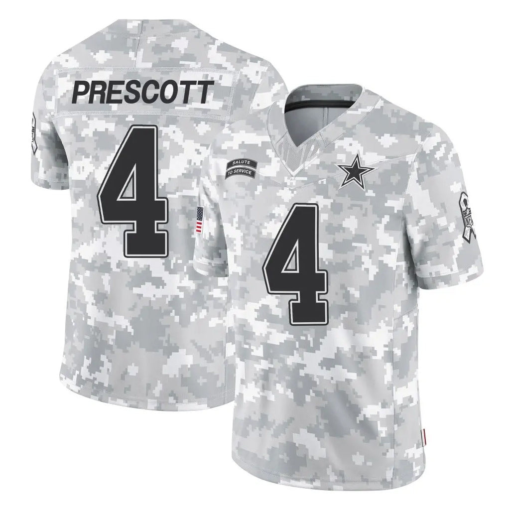 Parkc D.Cowboys #4 Dak Prescott Player Arctic Camo Salute to Service Limited Home Game Stitched Jerseys