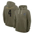 Parkc D.Cowboys #4 Dak Prescott Player Olive Salute to Service Pullover Hoodies Limited Stitched Jerseys