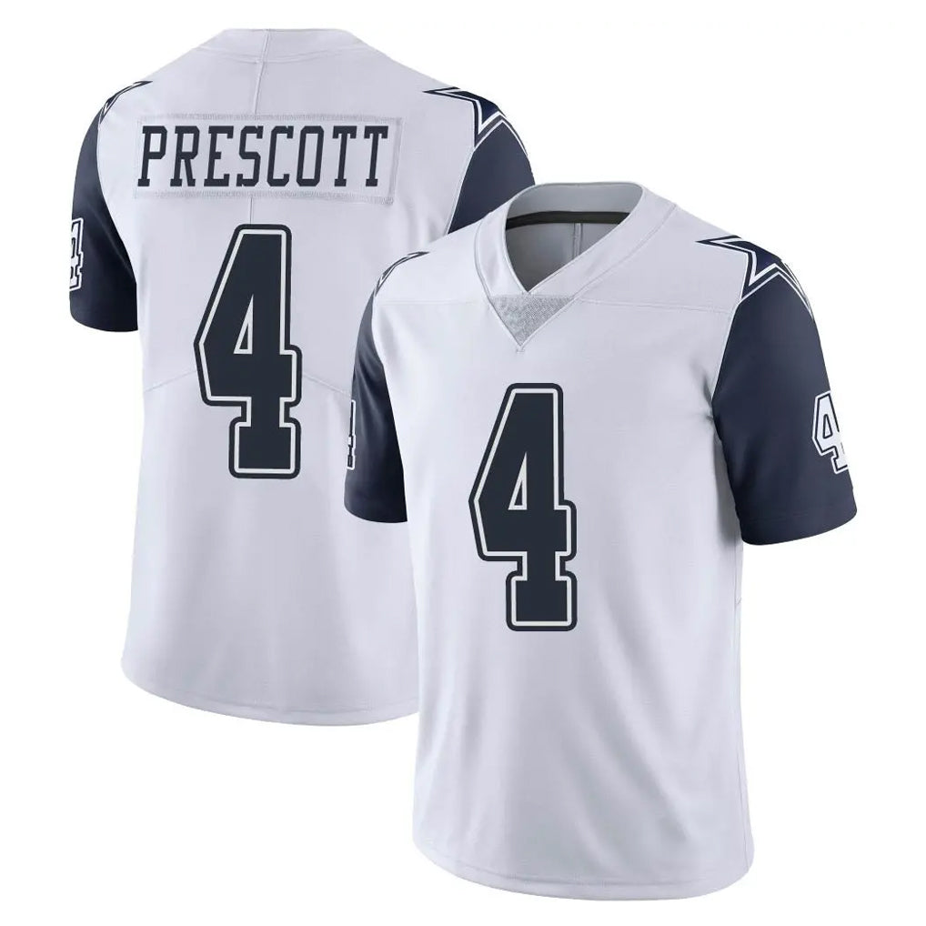 Parkc D.Cowboys #4 Dak Prescott Player White-Navy Limited Color Rush Vapor Untouchable Home Game Stitched Jerseys