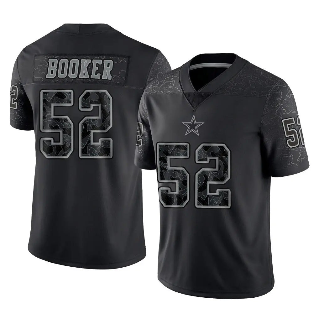 Parkc D.Cowboys #52 Tyler Booker Player Black Limited Reflective Home Game Stitched Jerseys