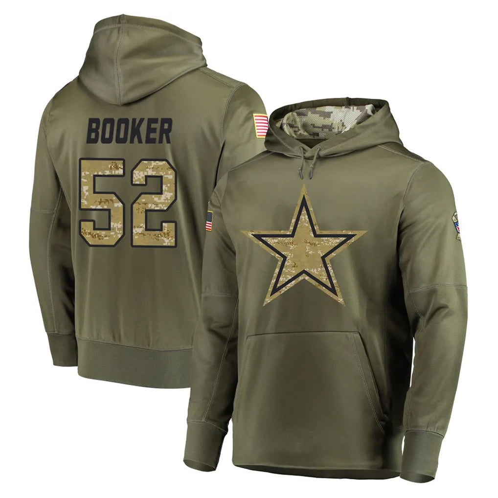 Parkc D.Cowboys #52 Tyler Booker Player Olive Salute to Service Pullover Hoodies Home Game Stitched Jerseys