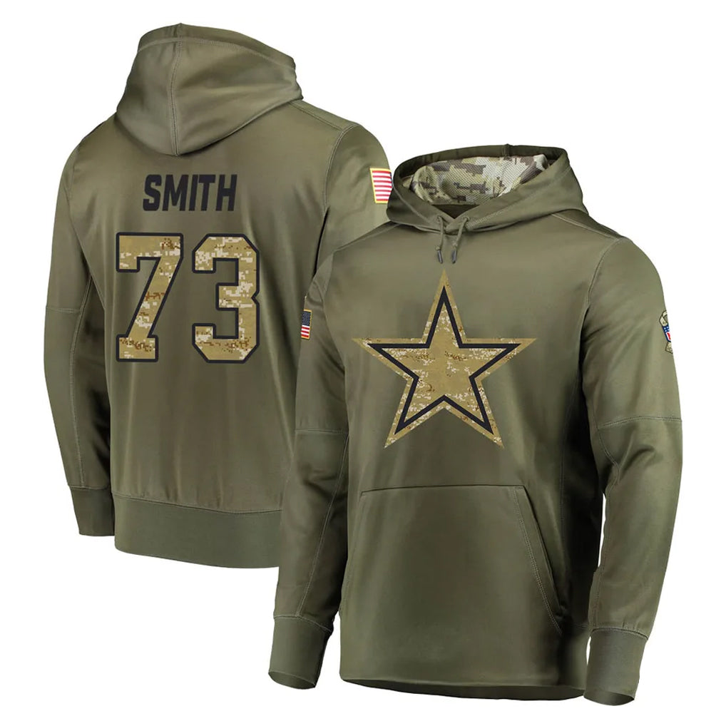 Parkc D.Cowboys #73 Tyler Smith Player Olive Salute to Service Pullover Hoodies Home Game Stitched Jerseys