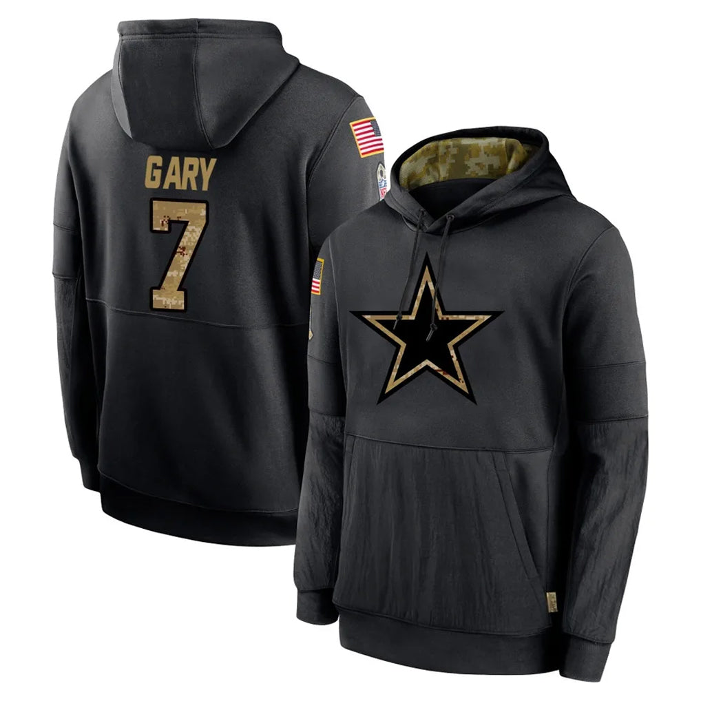 Parkc D.Cowboys #7 Rashan Gary Player Black Salute to Service Pullover Hoodies Limited Stitched Jerseys