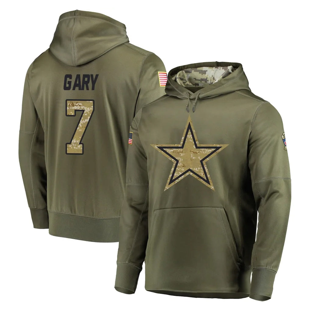 Parkc D.Cowboys #7 Rashan Gary Player Olive Salute to Service Pullover Hoodies Home Game Stitched Jerseys