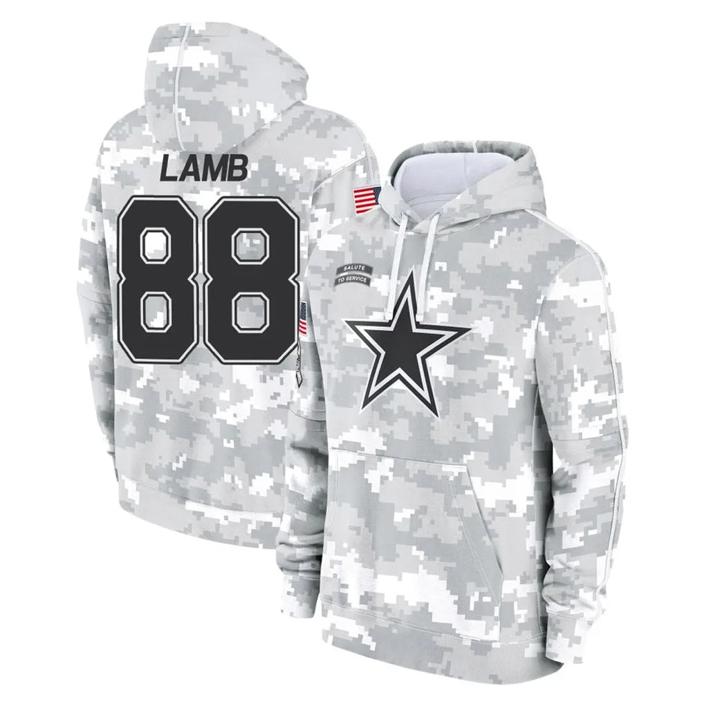 Parkc D.Cowboys #88 CeeDee Lamb Player Arctic Camo Salute to Service Hoodies Limited Game Stitched Jerseys