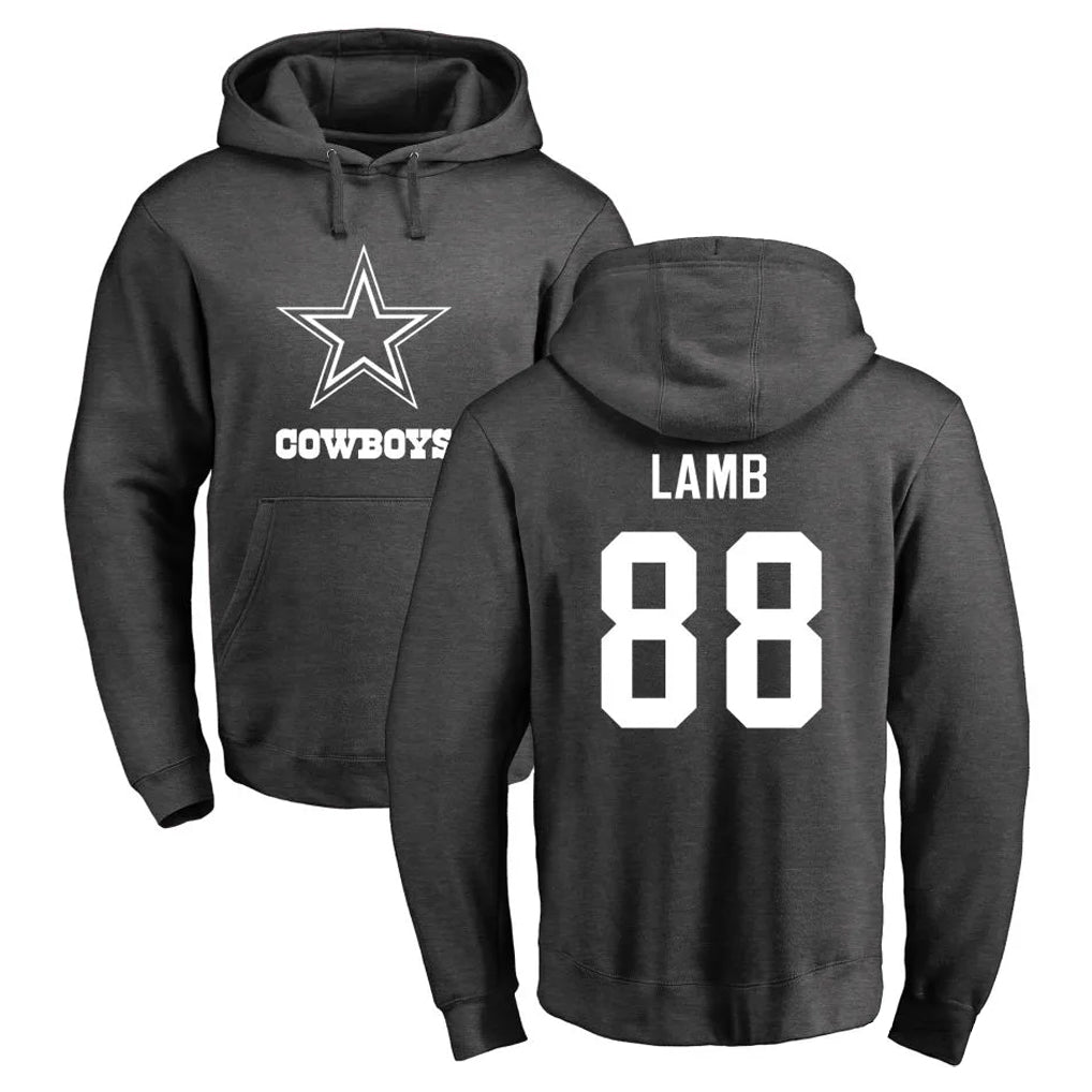 Parkc D.Cowboys #88 CeeDee Lamb Player Ash One Color Pullover Hoodie Limited Stitched Jerseys