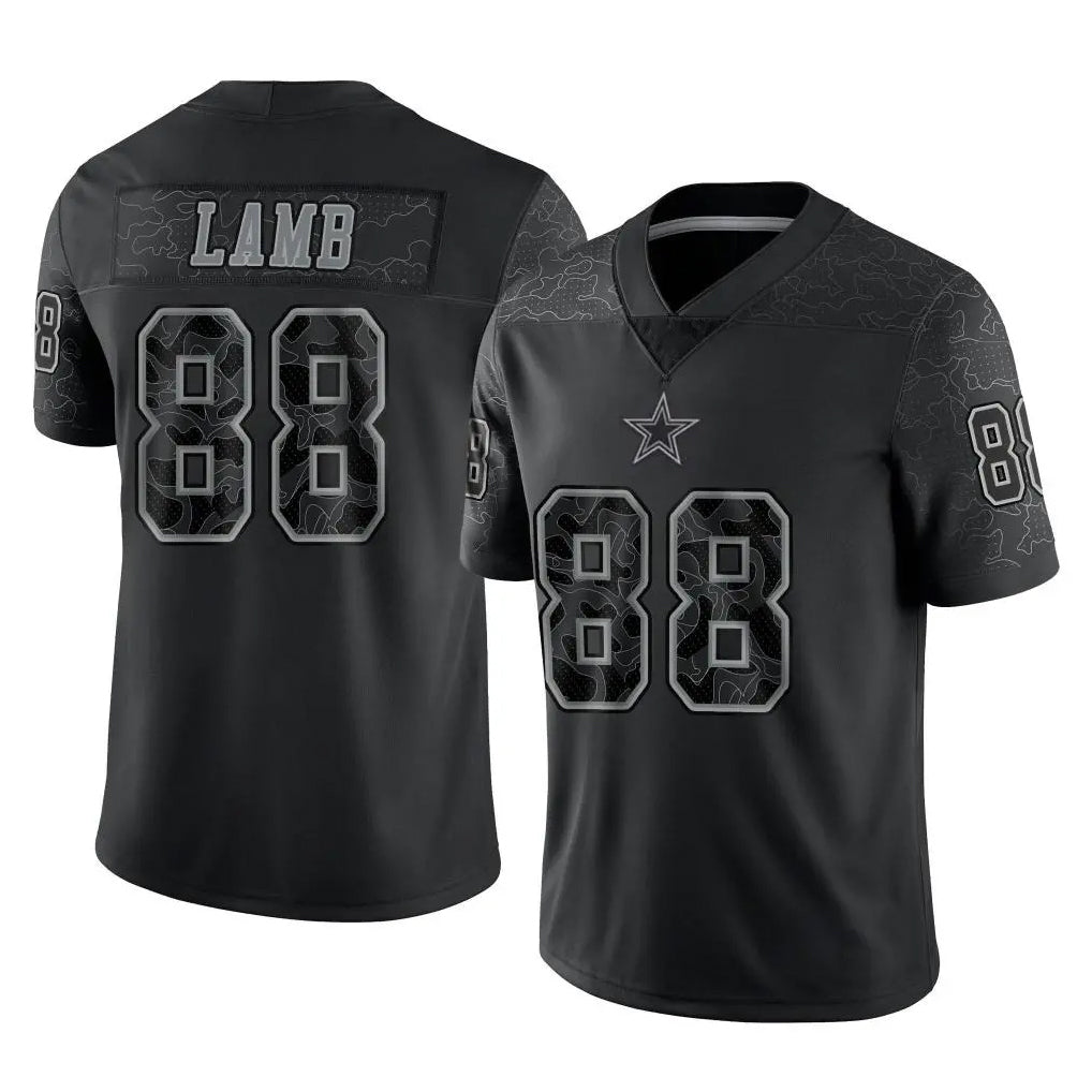 Parkc D.Cowboys #88 CeeDee Lamb Player Black Limited Reflective Home Game Stitched Jerseys