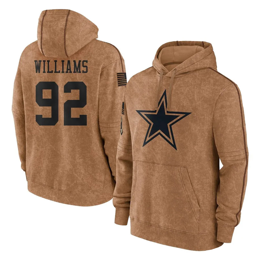 Parkc D.Cowboys #92 Quinnen Williams Player Brown Salute to Service Hoodies Limited Game Stitched Jerseys