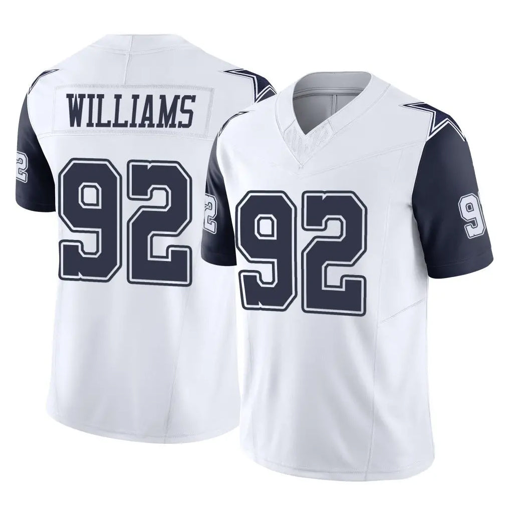 Parkc D.Cowboys #92 Quinnen Williams Player White-Navy Limited Vapor F.U.S.E. Home Game Stitched Jerseys