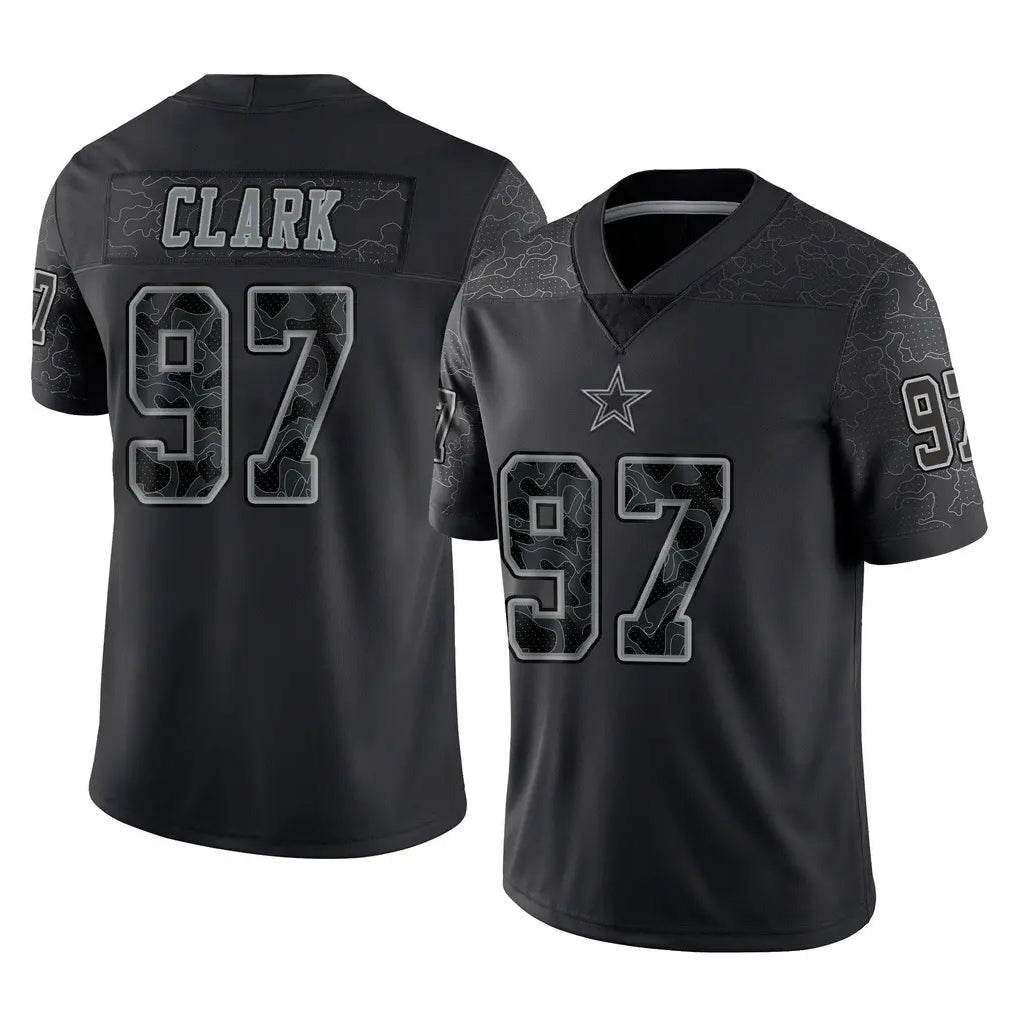 Parkc D.Cowboys #97 Kenny Clark Player Black Limited Reflective Home Game Stitched Jerseys
